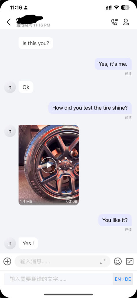 Tire Shine Customer Review